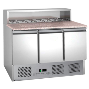 Mobile per Pizza Refrigerato - 3 Porte - 8 Vaschette GN 1/6 - Dynasteel