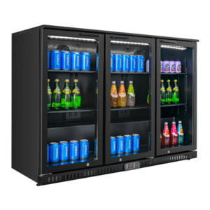 Retrobar Refrigerato 328 L 3 Porte in Vetro Nero
