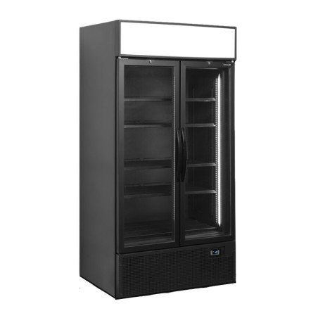 Vetrina Refrigerata Positiva Nera - 2 Porte Vetrate - 524 L TEFCOLD: Eleganza e Prestazioni per Professionisti