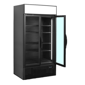 Vetrina Refrigerata Positiva Nera - 2 Porte Vetrate - 524 L TEFCOLD: Eleganza e Prestazioni per Professionisti