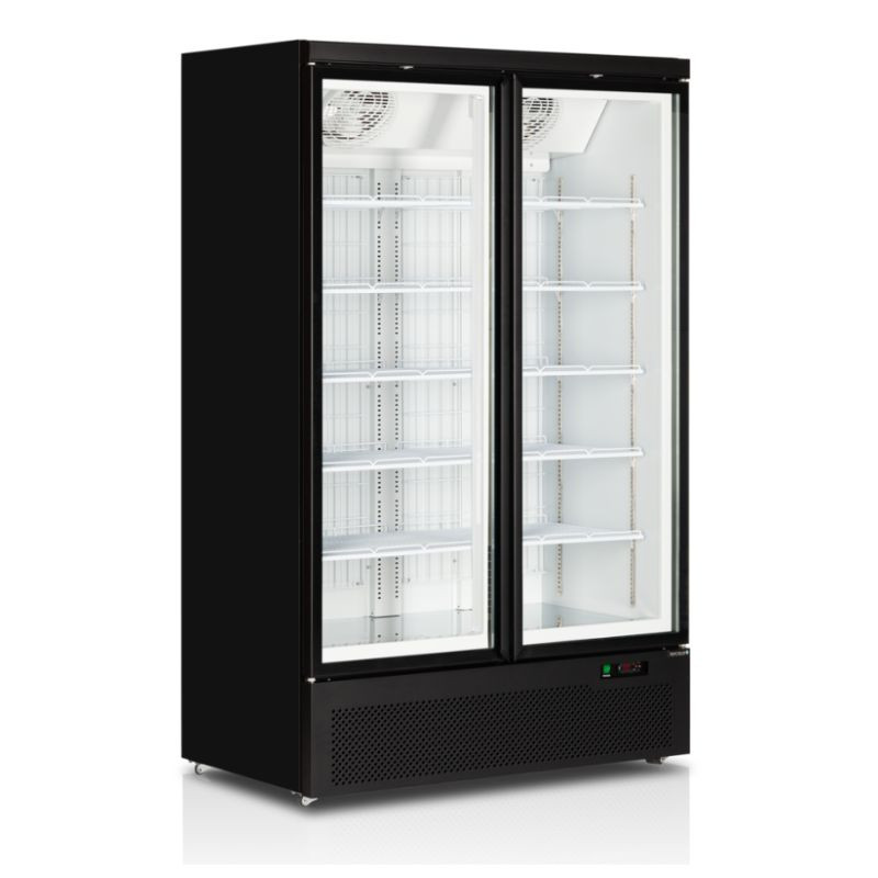 Black Vertical Freezer Showcase - 702 L | TEFCOLD | Ideal for professional catering | Energy saving, glass doors