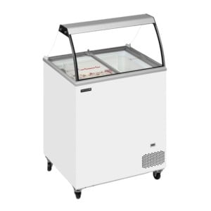 Congélateur Coffre à Glace avec Verre Incurvé - 165 L TEFCOLD : Vitrine Glaces Professionnelle avec Couvercles Vitrés Coulissant