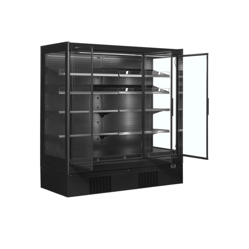 Vetrina Refrigerata Supermercato Nera 3 Porte 1160 L TEFCOLD - A Risparmio Energetico & Spaziosa