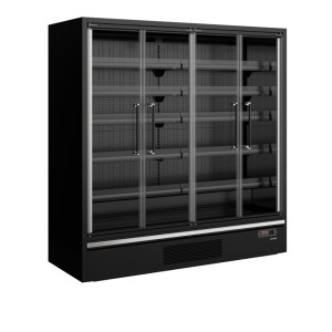 Vetrina Refrigerata Supermercato Nera - 4 Porte Vetrate - TEFCOLD