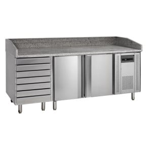 Tavolo per Pizza in Acciaio Inox - 2 Porte e 7 Cassetti | TEFCOLD PT1310