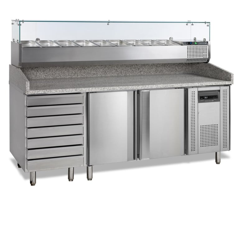 Mobile per Pizza GN 1/3 e GN 1/6 - 2 Porte e 7 Cassetti | TEFCOLD