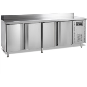 Table Réfrigérée Négative en Inox avec Dosseret - 4 Portes - 460 L | TEFCOLD