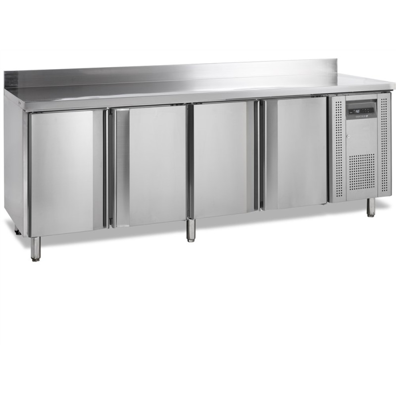 Tavolo Refrigerato Negativo in Acciaio Inox con Alzatina - 4 Porte - 460 L | TEFCOLD