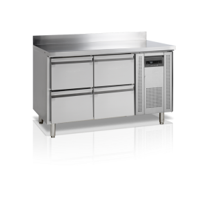 La Tavola Refrigerata Positiva con Alzatina in Acciaio Inox - 4 Cassetti GN 1/1 TEFCOLD: efficienza e prestazioni in cucina prof