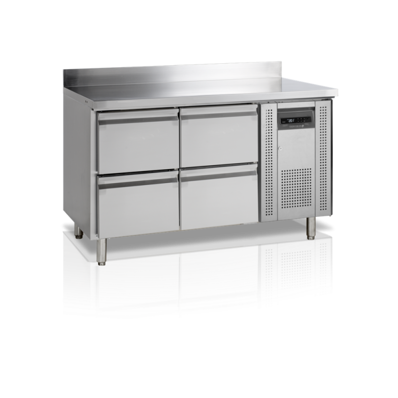 La Tavola Refrigerata Positiva con Alzatina in Acciaio Inox - 4 Cassetti GN 1/1 TEFCOLD: efficienza e prestazioni in cucina prof