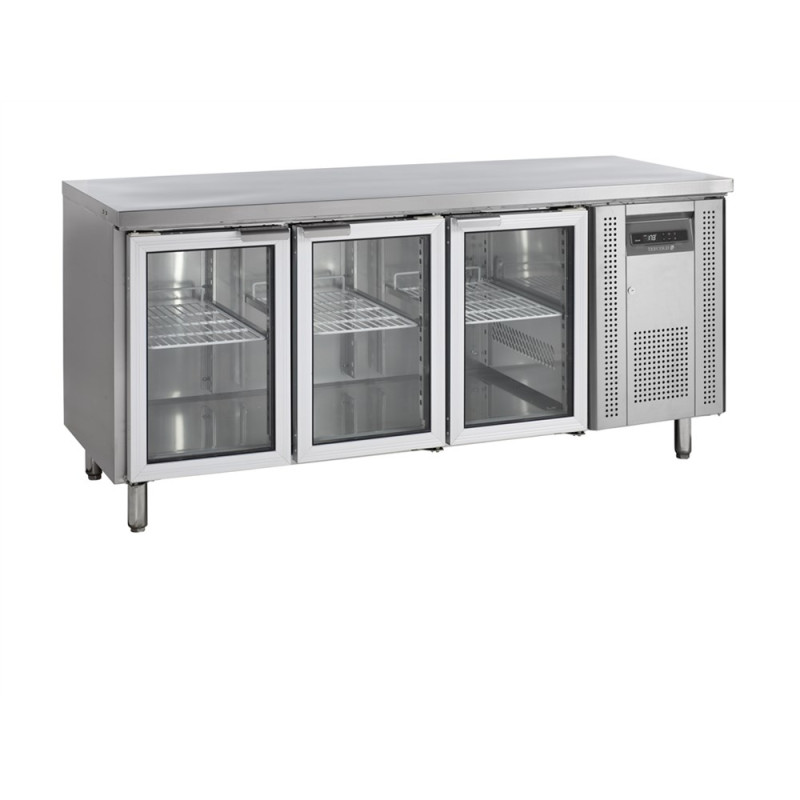 Tavolo Refrigerato Inox 3 Porte Vetrate GN 1/1 TEFCOLD - Stoccaggio e conservazione ottimale