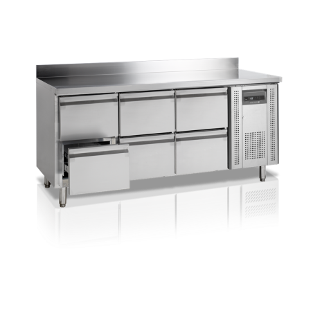 Tavolo Refrigerato Positivo Inox - 6 Cassetti GN 1/1 TEFCOLD - Pratico e durevole