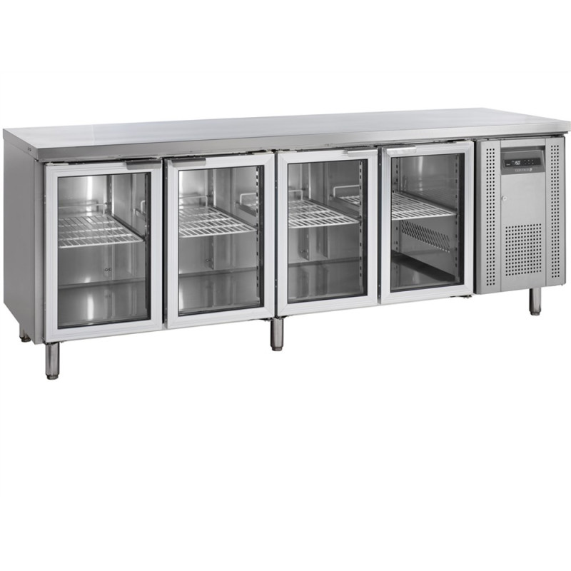 Tavolo Refrigerato Inox - 4 Porte Vetrate GN 1/1 - TEFCOLD CK7410G