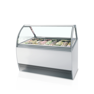 Ventilated Ice Cream Display Case with Curved Front - 18 x 5 L - TEFCOLD Millenium LX18: Spectacular presentation of your profes