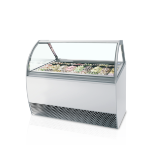 Vetrina Gelato Ventilata Facciata Bombata - 18 x 5 L - TEFCOLD Millenium LX18: Presentazione spettacolare dei vostri gelati prof