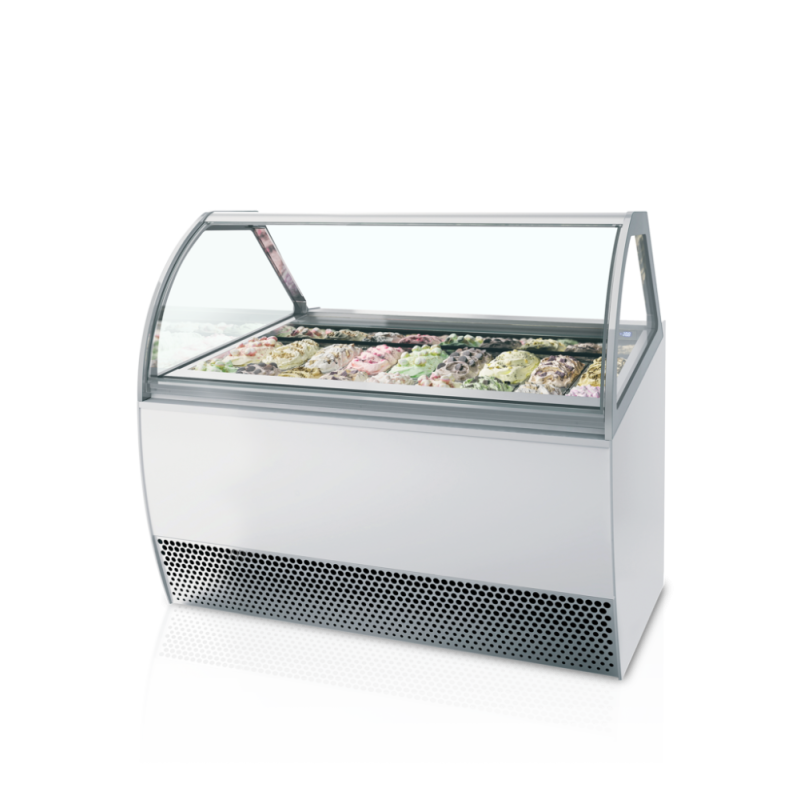 Vetrina Gelato Ventilata Facciata Bombata - 18 x 5 L - TEFCOLD Millenium LX18: Presentazione spettacolare dei vostri gelati prof