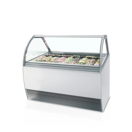 Vetrina Gelato Ventilata Facciata Bombata - 18 x 5 L - TEFCOLD Millenium LX18: Presentazione spettacolare dei vostri gelati prof