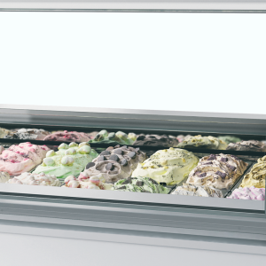 Vetrina Gelato Ventilata Facciata Bombata - 18 x 5 L - TEFCOLD Millenium LX18: Presentazione spettacolare dei vostri gelati prof