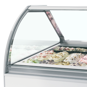 Vetrina Gelato Ventilata Facciata Bombata - 18 x 5 L - TEFCOLD Millenium LX18: Presentazione spettacolare dei vostri gelati prof