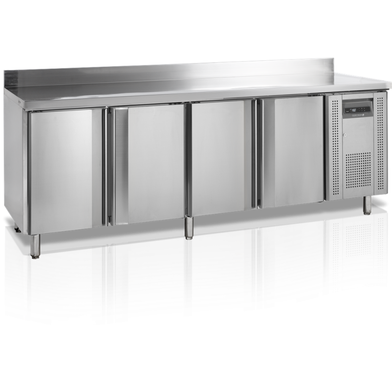 Refrigerated Table with Stainless Steel Backsplash - 4 Doors - GN 1/1 - Tefcold