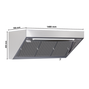 Cappa Snack 700 Led Senza Motore Dynasteel - Lung. 1400 mm, Inox AISI304