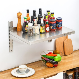 Mensola a Muro in Acciaio Inox su Cremagliere - L 600 x P 400 mm - Dynasteel