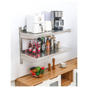 Mensola da Parete in Acciaio Inox su Cremagliere 2 Livelli - L 800 x P 400 mm - Dynasteel