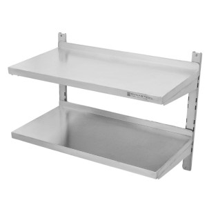 Mensola da Parete in Acciaio Inox su Cremagliere 2 Livelli - L 800 x P 400 mm - Dynasteel
