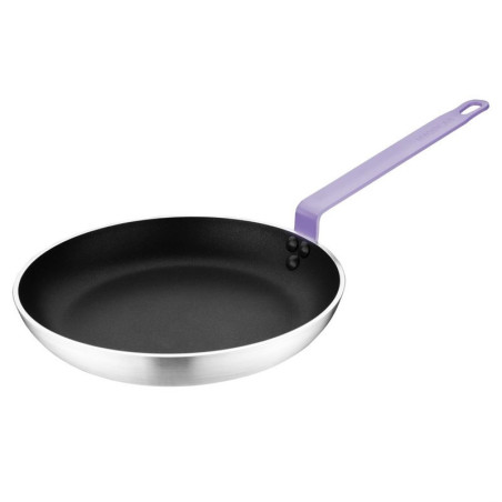 Aluminium Non-Stick Frying Pan Ø 240mm, Purple Handle Hygiplas - Teflon Platinum Plus Coating