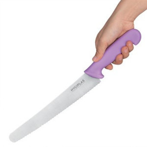 Coltello da pasticceria dentato viola 25 cm - Hygiplas - Resistente e pratico