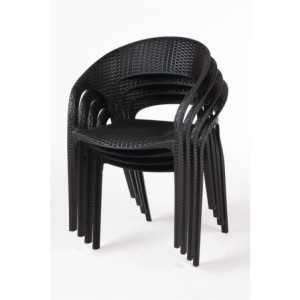 Black PP Wicker Wraparound Armchairs - Set of 4 Bolero Catering and Hospitality