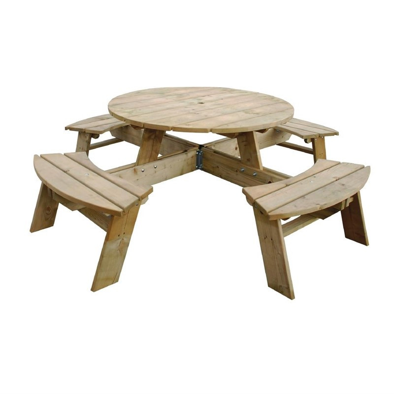 Tavolo da picnic rotondo in legno 2000mm Rowlinson: Robusto ed elegante