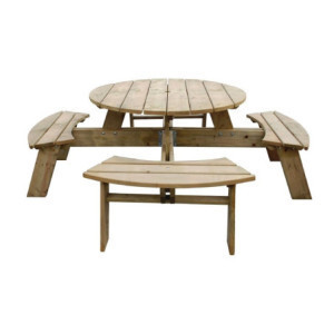 Tavolo da picnic rotondo in legno 2000mm Rowlinson: Robusto ed elegante