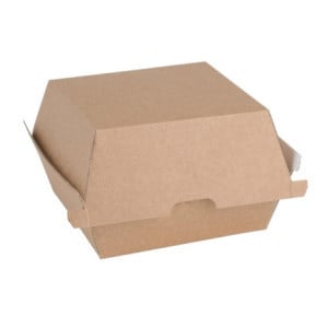 Piccole scatole per hamburger compostabili 112mm - Lotto 150 Kraft Fiesta