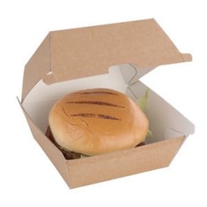 Piccole scatole per hamburger compostabili 112mm - Lotto 150 Kraft Fiesta