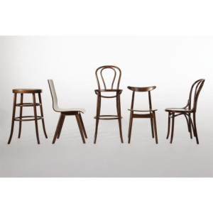 Sgabello Alto Bistro Legno Curvato Noce Qualità Eccezionale
