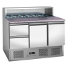 Refrigerated Pizza Counter Stainless Steel Top 8 x GN1/6 - 2 Doors and 2 Drawers - Dynasteel