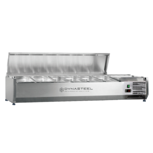 Saladette Refrigerata da Appoggio Coperchio Inox - 6 x GN 1/4 - Dynasteel