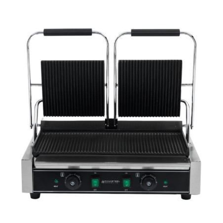 Double Panini Grill - Ribbed Plates - Dynasteel