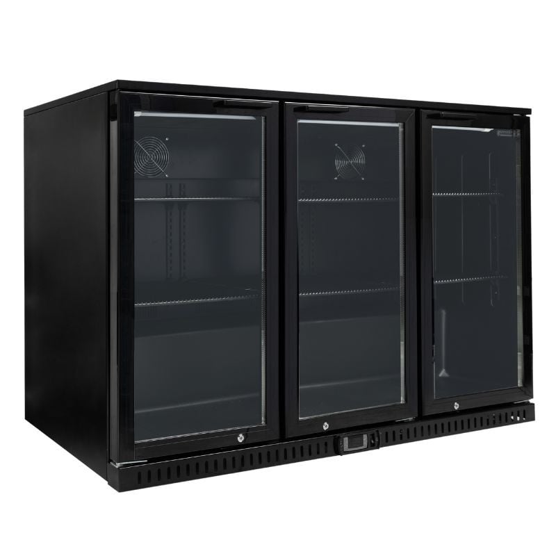 Refrigerated Back Bar 328 L 3 Glass Doors Black