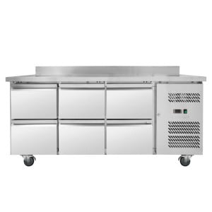 Tavolo Refrigerato Positivo con Alzatina - 6 Cassetti - Dynasteel