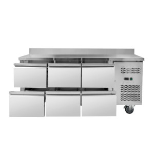 Tavolo Refrigerato Positivo con Alzatina - 6 Cassetti - Dynasteel