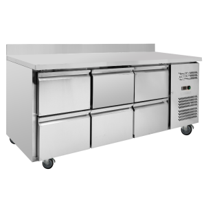 Tavolo Refrigerato Positivo con Alzatina - 6 Cassetti - Dynasteel