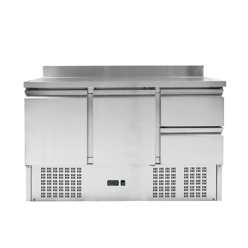 Tavolo Refrigerato Positivo con Alzatina - 2 Porte e 2 Cassetti GN 1/2 - Dynasteel