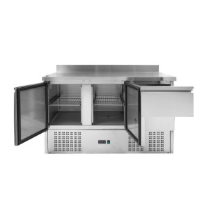 Tavolo Refrigerato Positivo con Alzatina - 2 Porte e 2 Cassetti GN 1/2 - Dynasteel