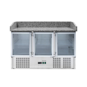 Mobile per Pizza Refrigerato Compatto - 3 Porte in Vetro - Dynasteel
