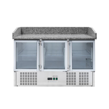 Mobile per Pizza Refrigerato Compatto - 3 Porte in Vetro - Dynasteel
