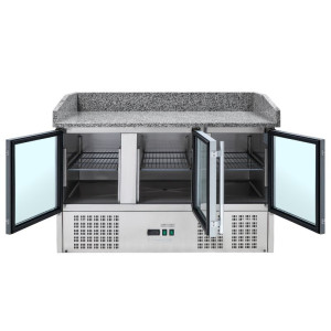 Mobile per Pizza Refrigerato Compatto - 3 Porte in Vetro - Dynasteel