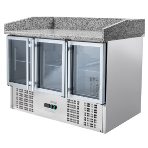 Mobile per Pizza Refrigerato Compatto 600x400 - 3 Porte in Vetro - Dynasteel