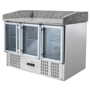 Mobile per Pizza Refrigerato Compatto 600x400 - 3 Porte Vetrate Dynasteel